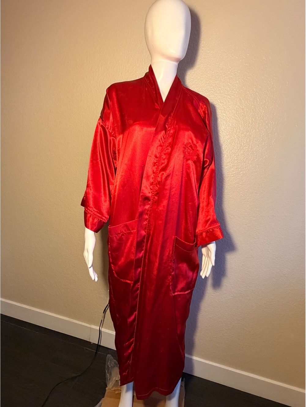 Vintage 80s Christian Dior Satin Loungewear Robe OS